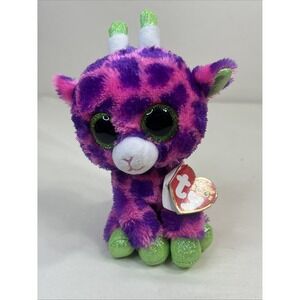 Ty Beanie Boos Gilbert The Pink & Purple Giraffe New Tag Creased